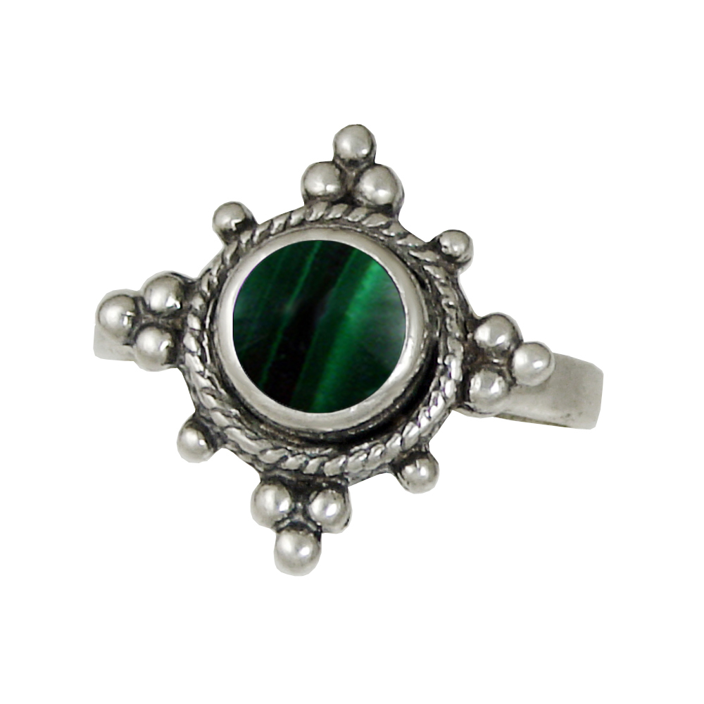 Sterling Silver Gemstone Ring With Malachite Size 8